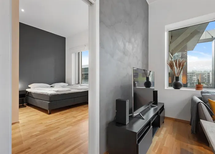 아파트 Modern With Rooftop Terrace And Stunning Views 베르겐